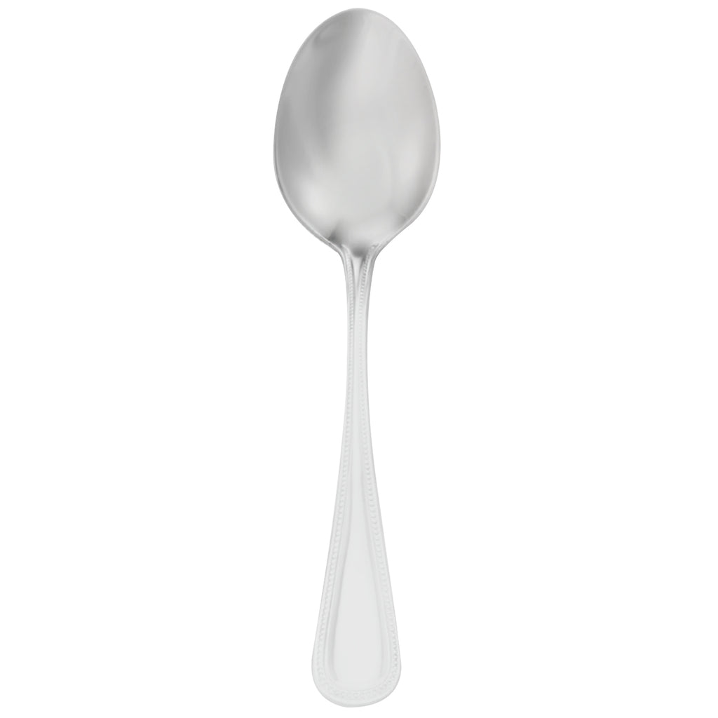 Walco 9207 Classic Bead 6 15/16" 18/10 Stainless Steel Extra Heavy Weight Dessert Spoon - 12/Pack