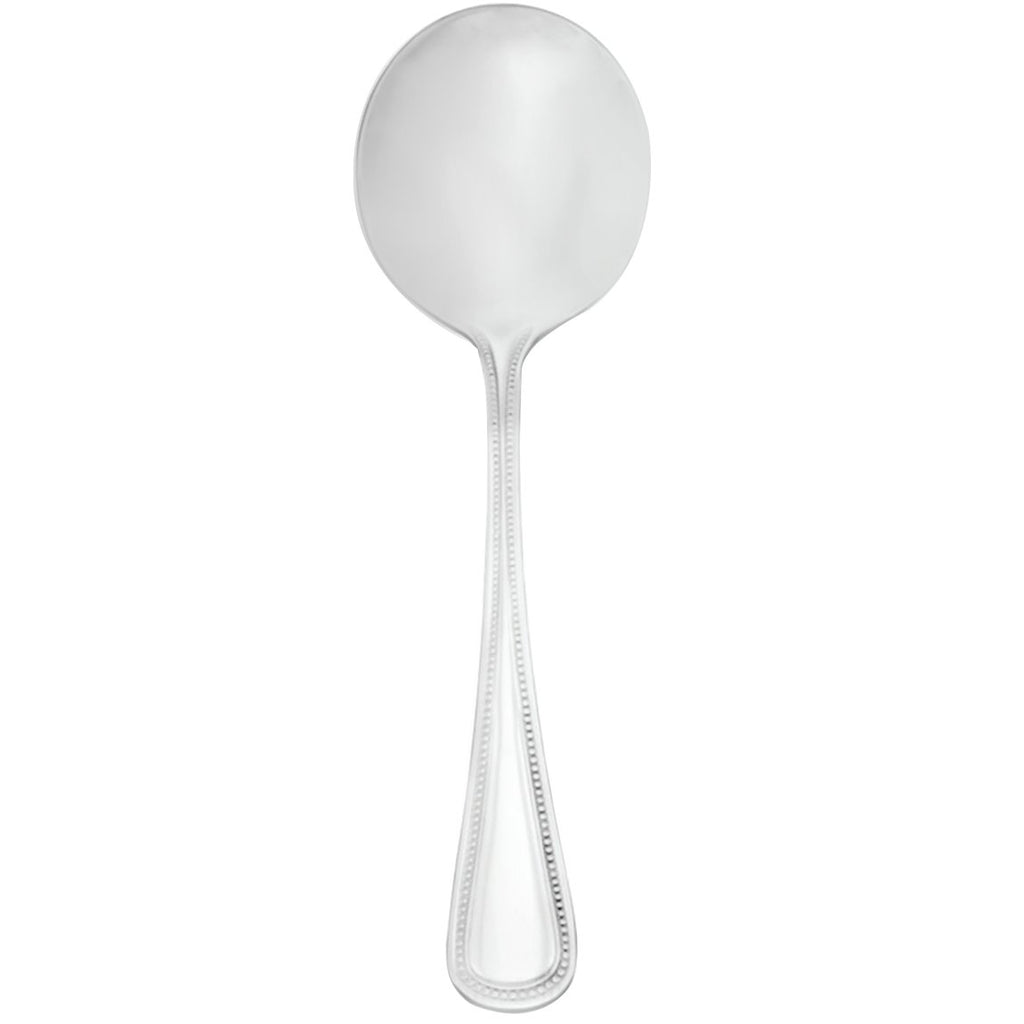 Walco 9212 Classic Bead 6" 18/10 Stainless Steel Extra Heavy Weight Bouillon Spoon - 12/Pack