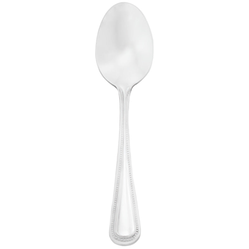 Walco 9229 Classic Bead 4 3/8" 18/10 Stainless Steel Extra Heavy Weight Demitasse Spoon - 12/Pack