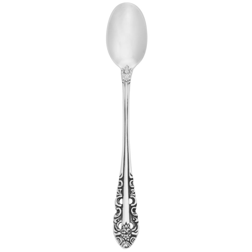 Walco 6804 Classic Baroque 7 1/4" 18/10 Stainless Steel Extra Heavy Weight Iced Tea Spoon - 12/Pack