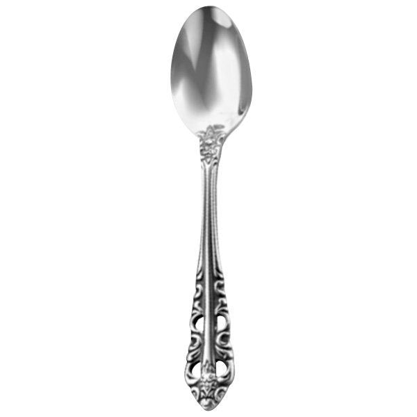 Walco 6829 Classic Baroque 4 3/8" 18/10 Stainless Steel Extra Heavy Weight Demitasse Spoon - 12/Pack