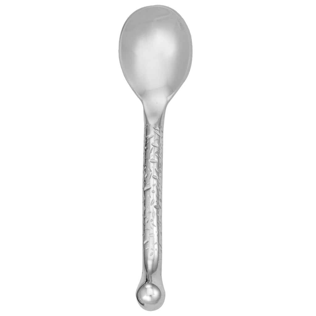 Walco 5829 Nouveaux Hammered 4 1/4" 18/10 Stainless Steel Extra Heavy Weight Demitasse Spoon - 12/Pack