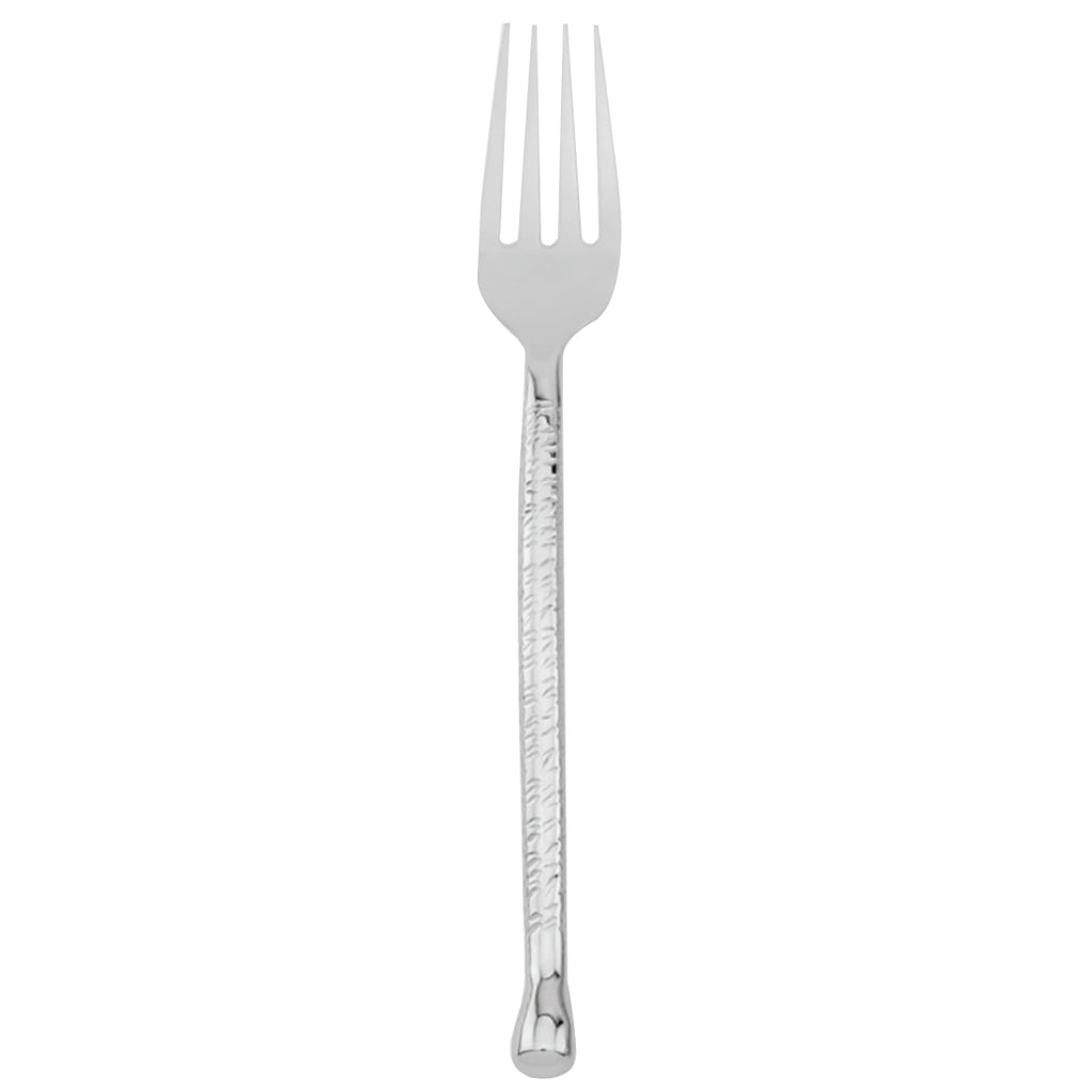 Walco 5806 Nouveaux Hammered 7 3/4" 18/10 Stainless Steel Extra Heavy Weight Salad Fork - 12/Pack