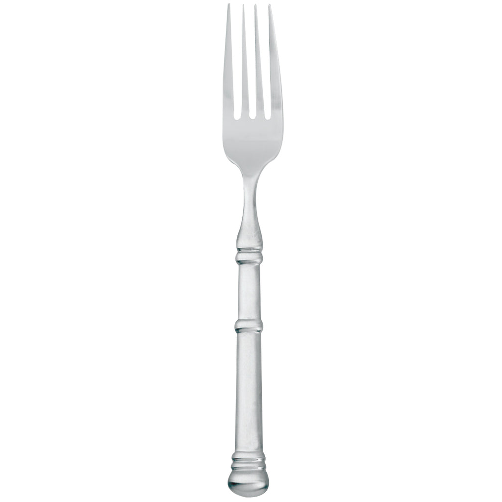 Walco S520514 Satin Soprano 8 3/8" 18/10 Stainless Steel Extra Heavy Weight 4 Tine European Table Fork - 12/Pack