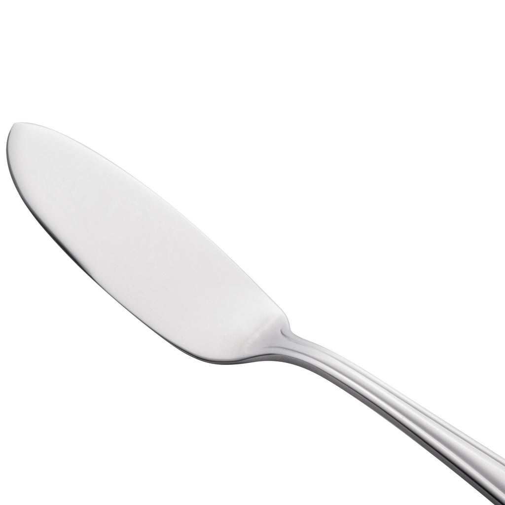 World Tableware 129 053 Reflections 7 1/8" 18/0 Stainless Steel Heavy Weight Butter Spreader - 12/Pack