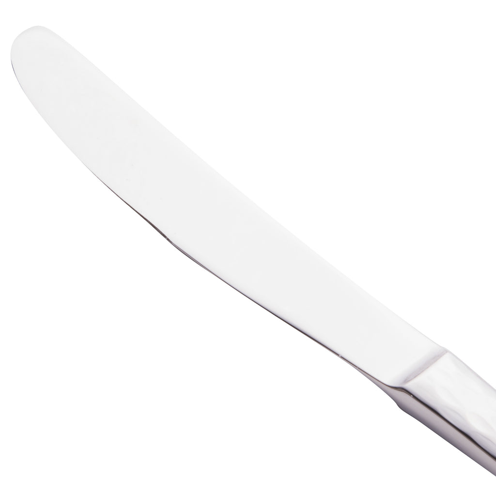 World Tableware 794 5262 Aspire 8 5/8" 18/0 Stainless Steel Medium Weight Solid Handle Entree Knife with Fluted Blade - 12/Pack