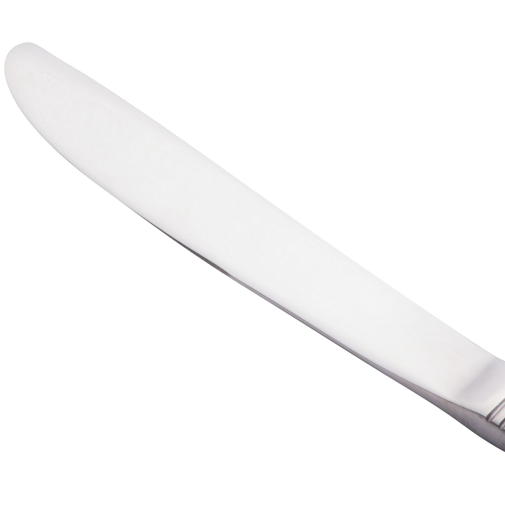 World Tableware 858 7922 New Charm 9 1/8" 18/0 Stainless Steel Heavy Weight Solid Handle Utility / Dessert Knife with Fluted Blade - 12/Pack