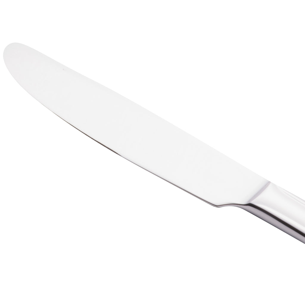 World Tableware 129 7922 Reflections 9" 18/0 Stainless Steel Heavy Weight Solid Handle Dinner Knife with Fluted Blade - 12/Pack