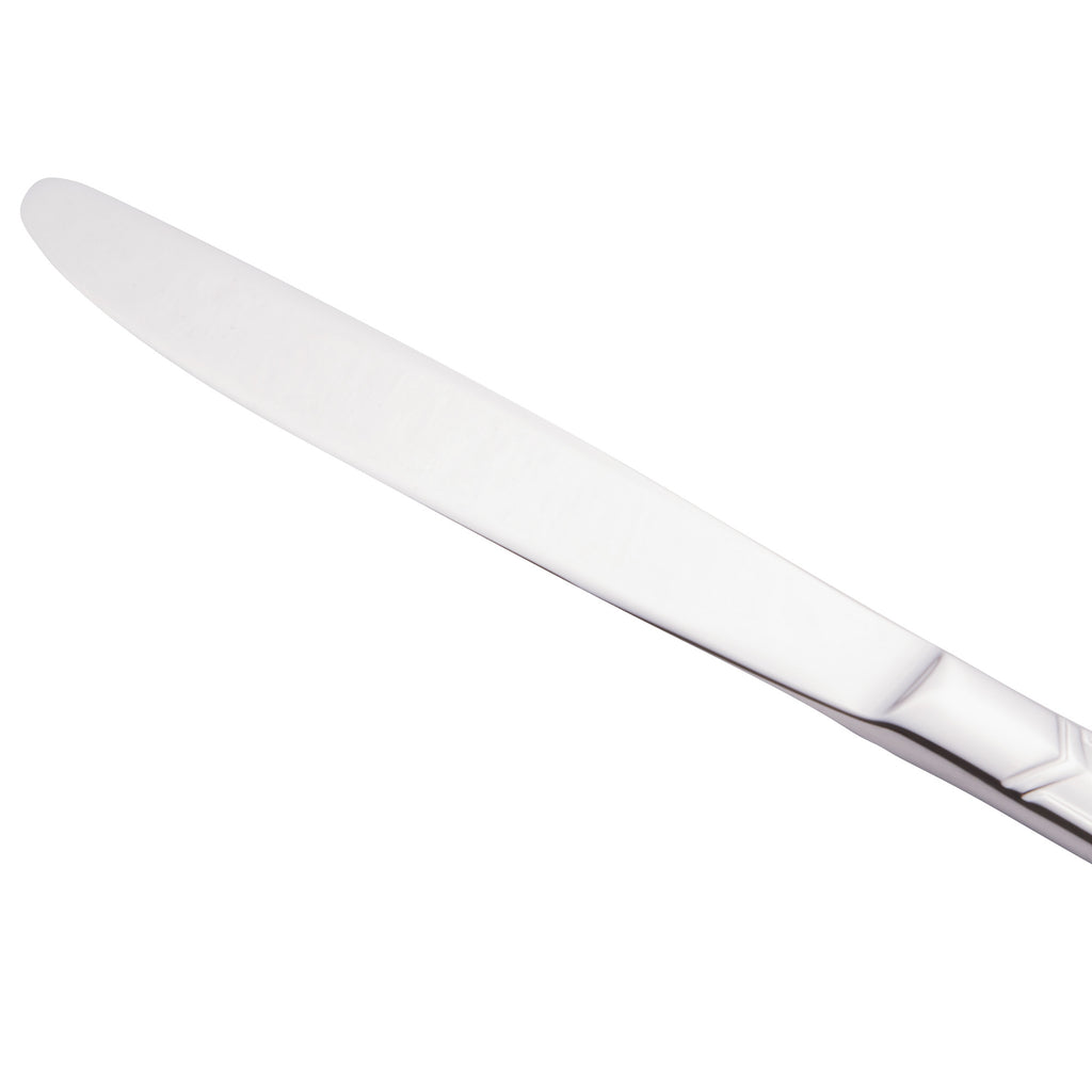 World Tableware 146 5502 Vermont 8 1/2" 18/0 Stainless Steel Heavy Weight Solid Handle Dinner Knife with Fluted Blade - 12/Pack