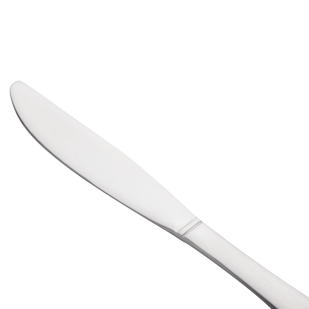 World Tableware 858 053 New Charm 7 1/8" 18/0 Stainless Steel Heavy Weight Butter Spreader - 12/Pack