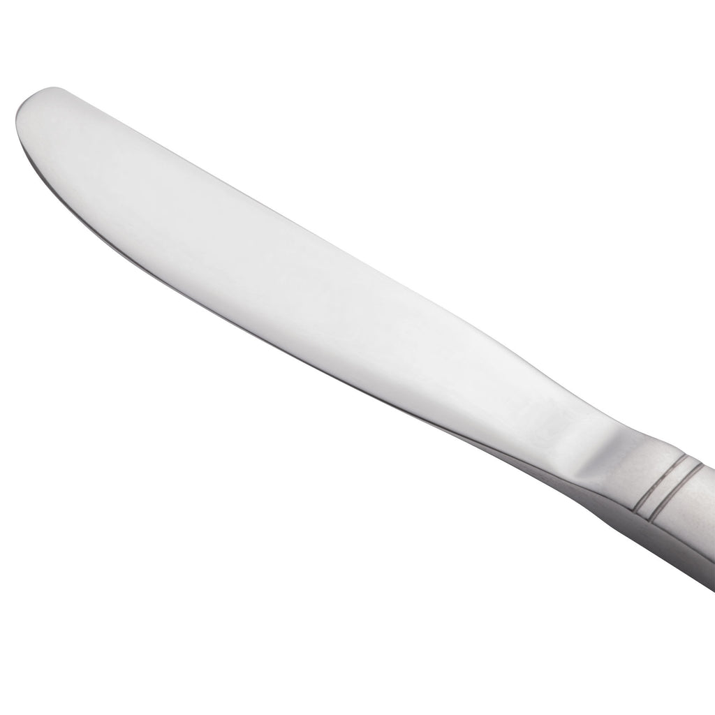 World Tableware 858 754 New Charm 7" 18/0 Stainless Steel Heavy Weight Bread and Butter Knife - 12/Pack