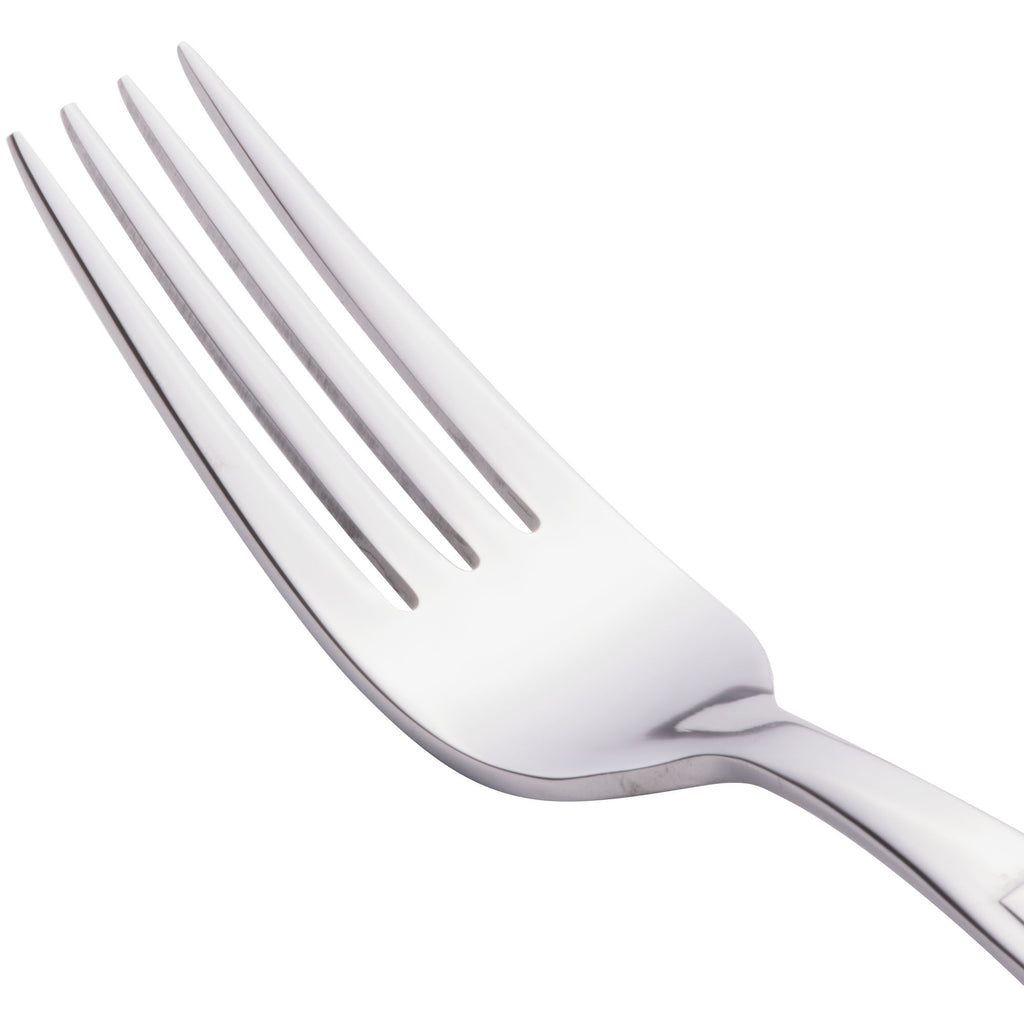 World Tableware 989 030 Quantum 7 1/4" 18/0 Stainless Steel Heavy Weight Utility / Dessert Fork - 12/Pack