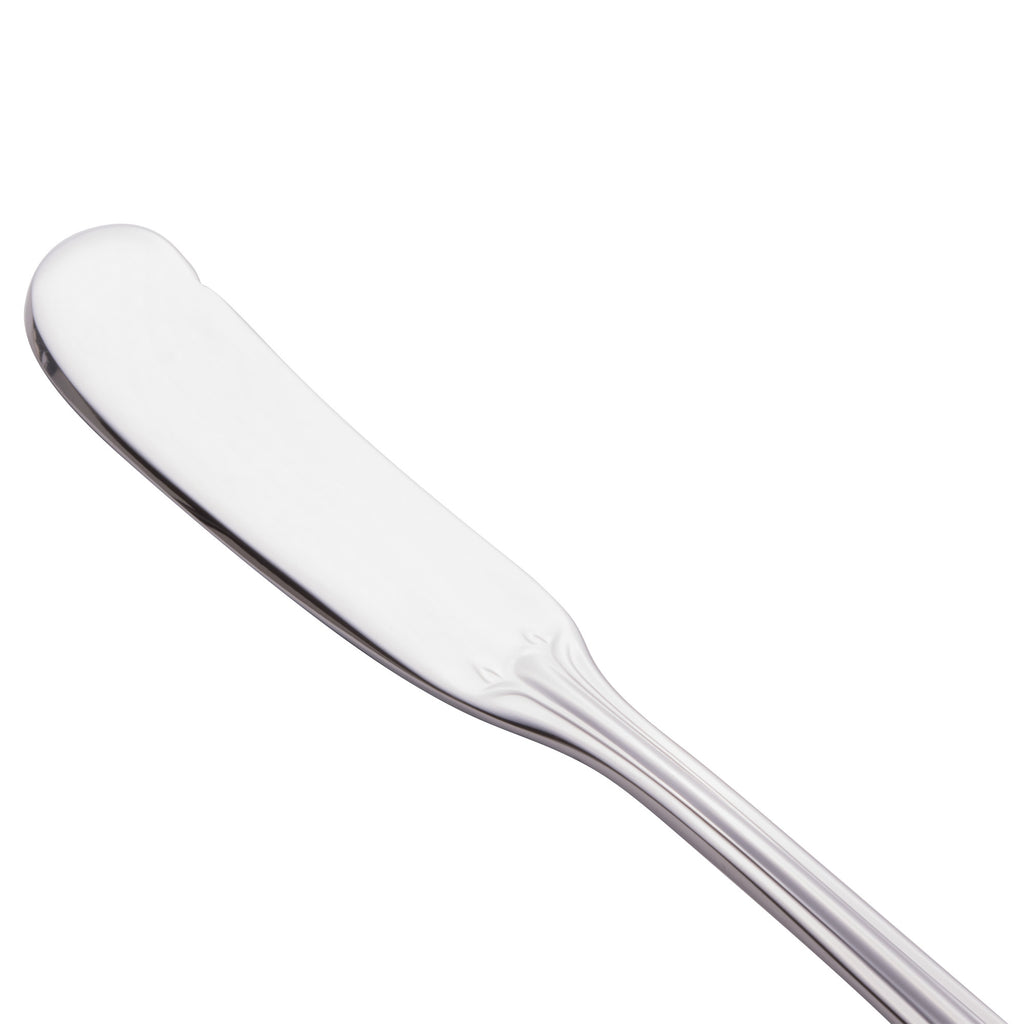 World Tableware 961 053 Resplendence 5 1/4" 18/0 Stainless Steel Heavy Weight Butter Spreader - 12/Pack