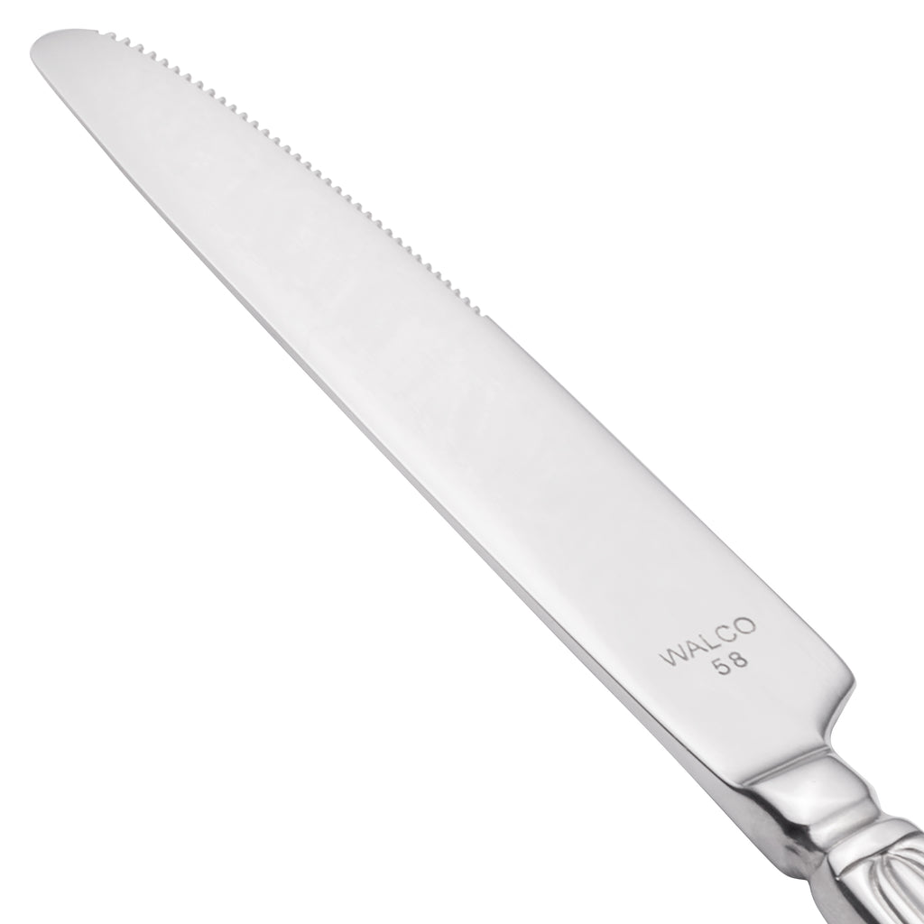Walco 4045 Maremma 8 1/8" 18/0 Stainless Steel Heavy Weight Dinner Knife - 12/Pack