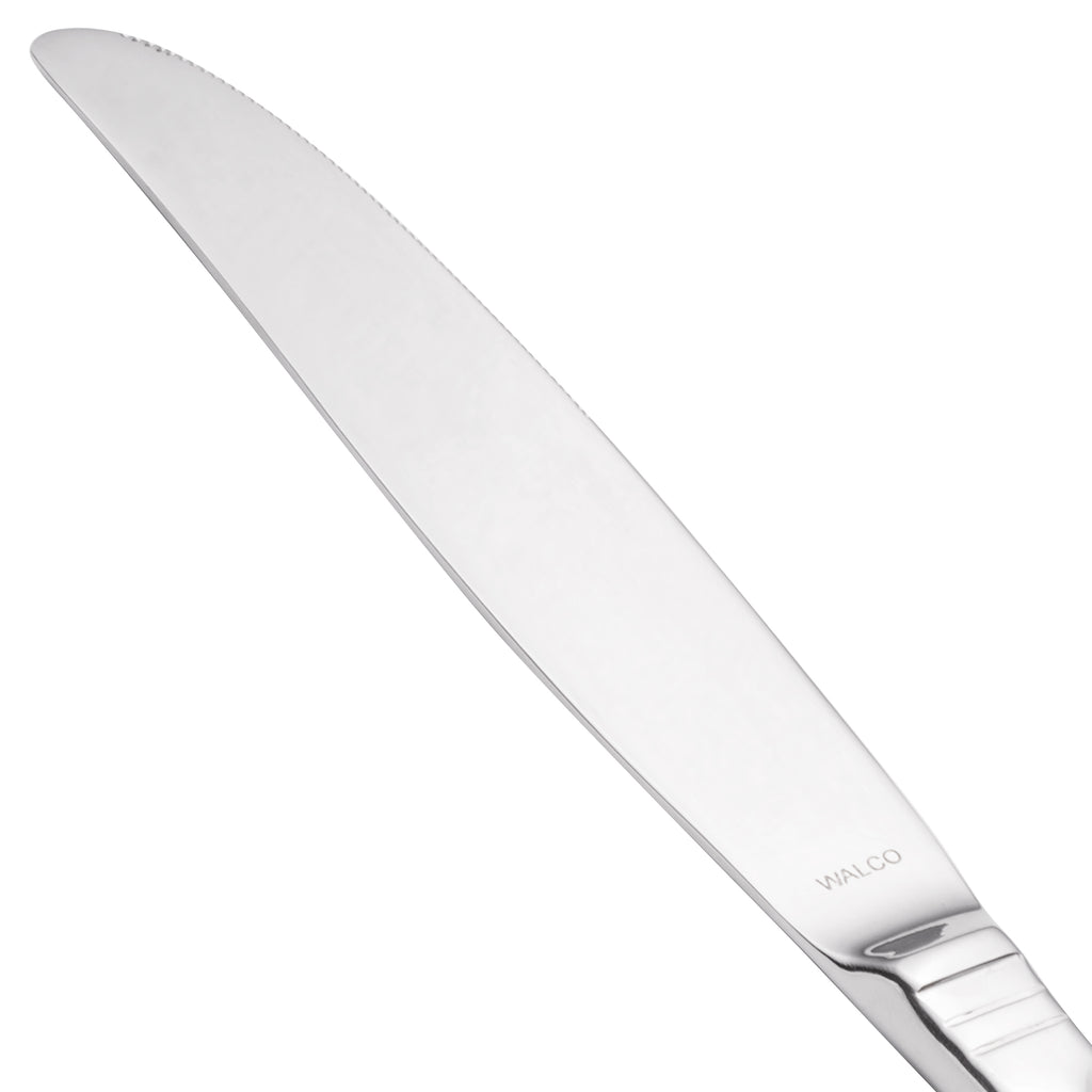 Walco 7025 Meteor 9 3/4" 18/0 Stainless Steel Heavy Weight Hollow Handle Table Knife - 12/Pack