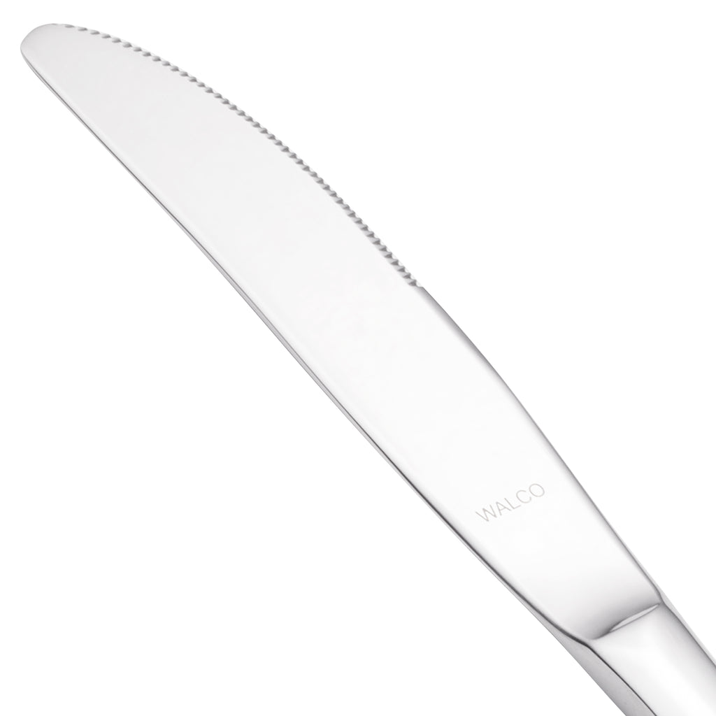 Walco 7045 Meteor 9 1/8" 18/0 Stainless Steel Heavy Weight Dinner Knife - 12/Pack