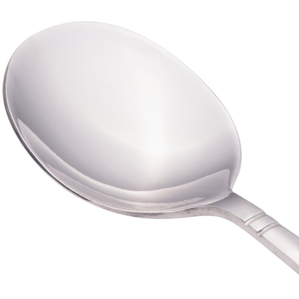 Walco 7038 Meteor 8 1/16" 18/0 Stainless Steel Heavy Weight Large Bowl Bouillon Spoon - 12/Pack
