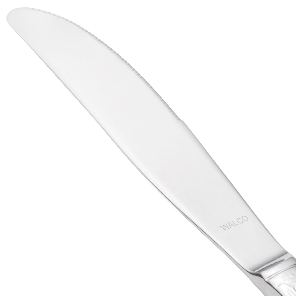 Walco 95451 Sentry 9 1/4" 18/10 Stainless Steel Extra Heavy Weight Solid Handle European Table Knife - 12/Pack