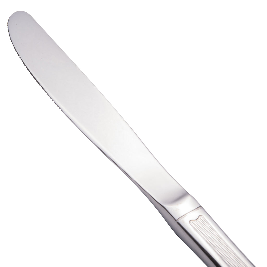Walco 1845 Bosa Nova 9 3/8" 18/0 Stainless Steel Heavy Weight Dinner Knife - 12/Pack