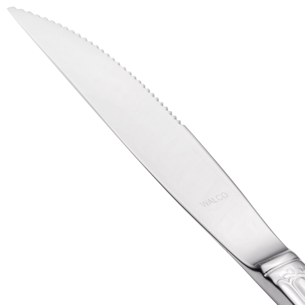 Walco 9522 Sentry 9 5/16" 18/10 Stainless Steel Extra Heavy Weight Solid Handle Steak Knife - 12/Pack