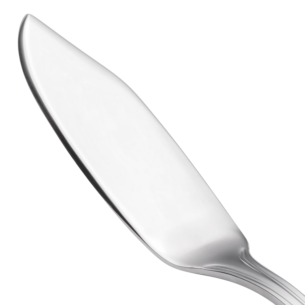 Walco 9639 Ultra 7 5/8" 18/10 Stainless Steel Extra Heavy Weight Flat Handle Fish Knife - 12/Pack