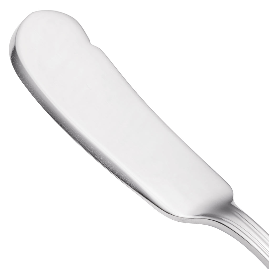 Walco 9710 Prim 6 13/16" 18/10 Stainless Steel Extra Heavy Weight Flat Handle Butter Spreader - 12/Pack