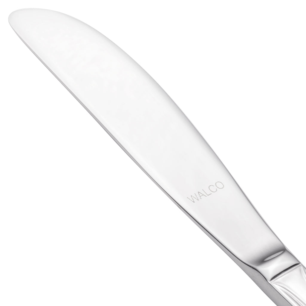 Walco 9711 Prim 7" 18/10 Stainless Steel Extra Heavy Weight Solid Handle Butter Knife - 12/Pack