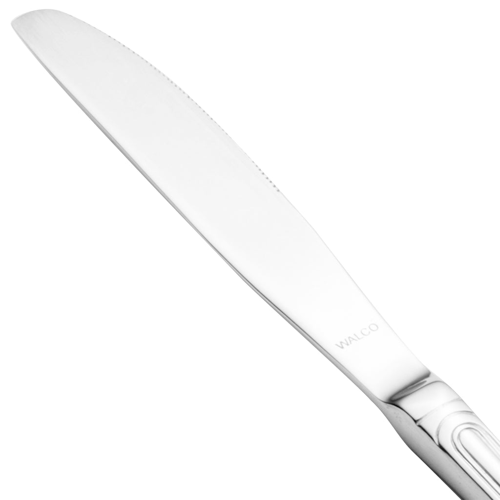 Walco 93451 Luxor 9 1/4" 18/10 Stainless Steel Extra Heavy Weight European Table Knife - 12/Pack