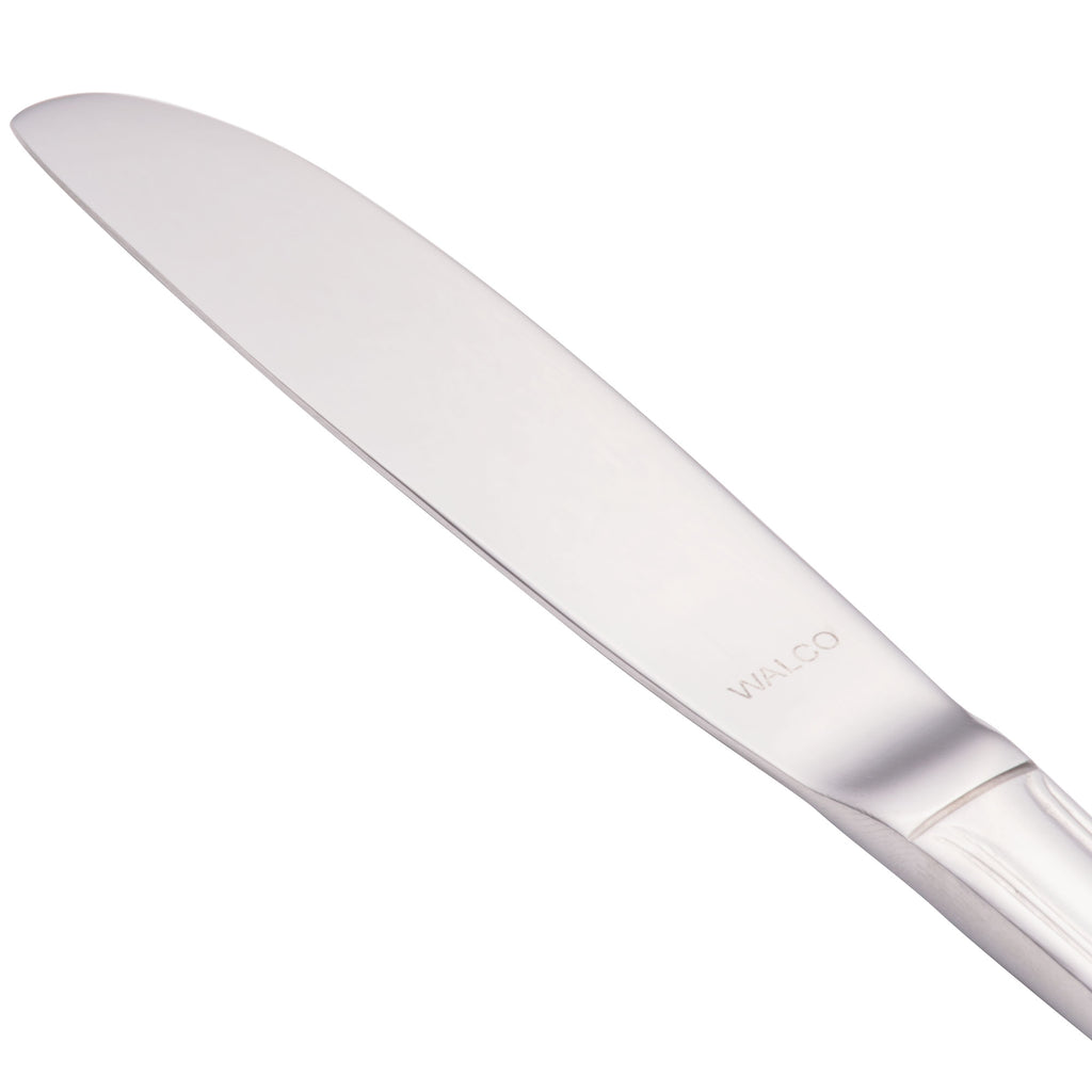 Walco 9611 Ultra 7" 18/10 Stainless Steel Extra Heavy Weight Solid Handle Butter Knife - 12/Pack