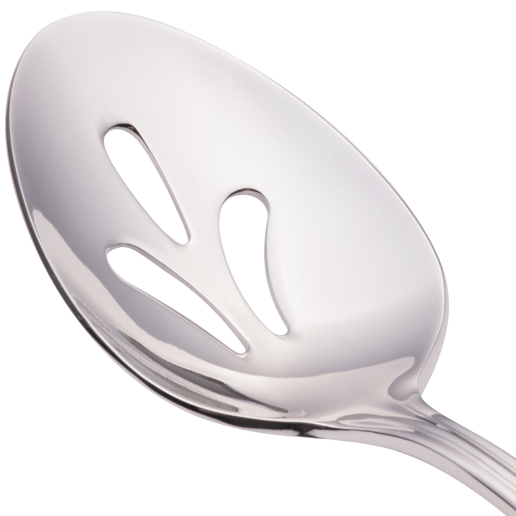 Walco 9628 Ultra 8 1/4" 18/10 Stainless Steel Extra Heavy Weight Pierced Tablespoon / Serving Spoon - 12/Pack