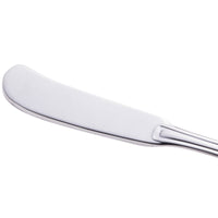 Walco 9011 Barony 6 5/8" 18/0 Stainless Steel Heavy Weight Flat Handle Butter Spreader - 12/Pack