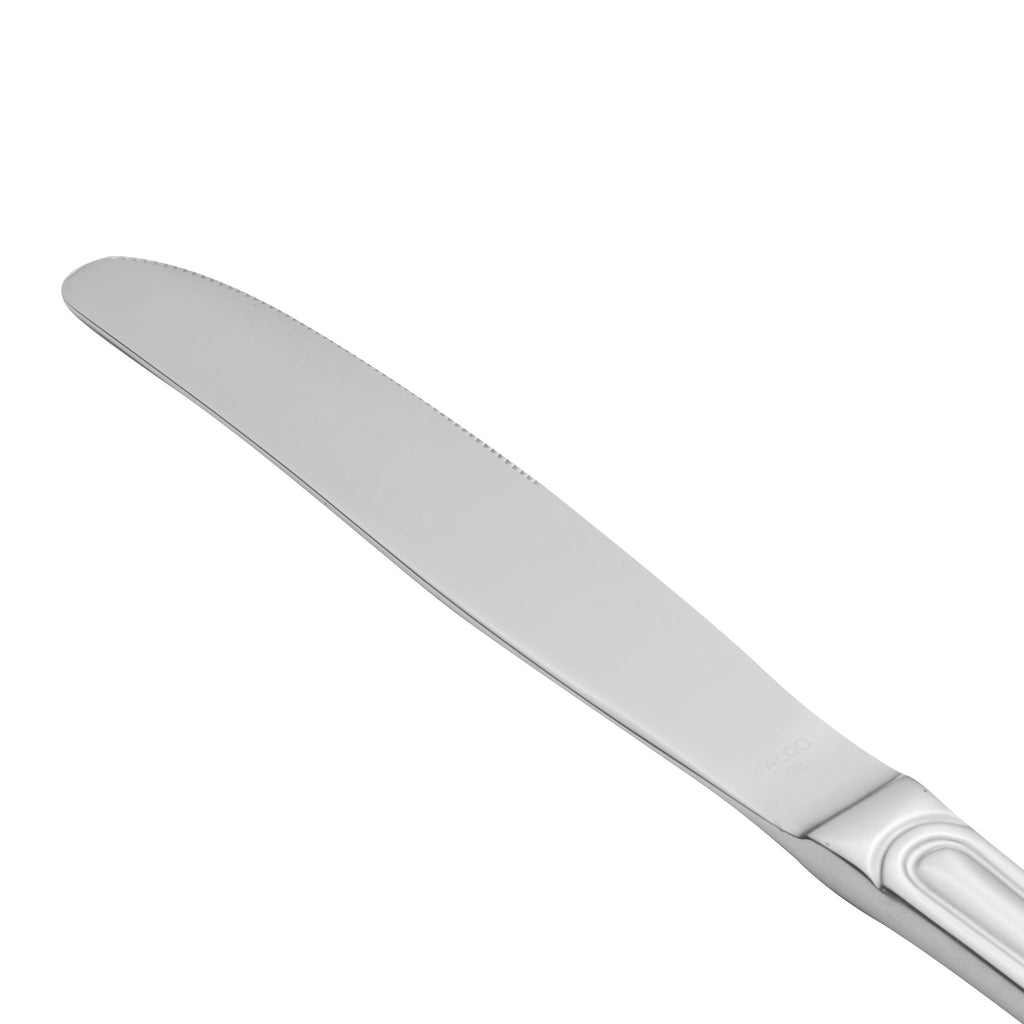 Walco 66451 Saville 9 5/8" 18/0 Stainless Steel Heavy Weight European Dinner Knife - 12/Pack