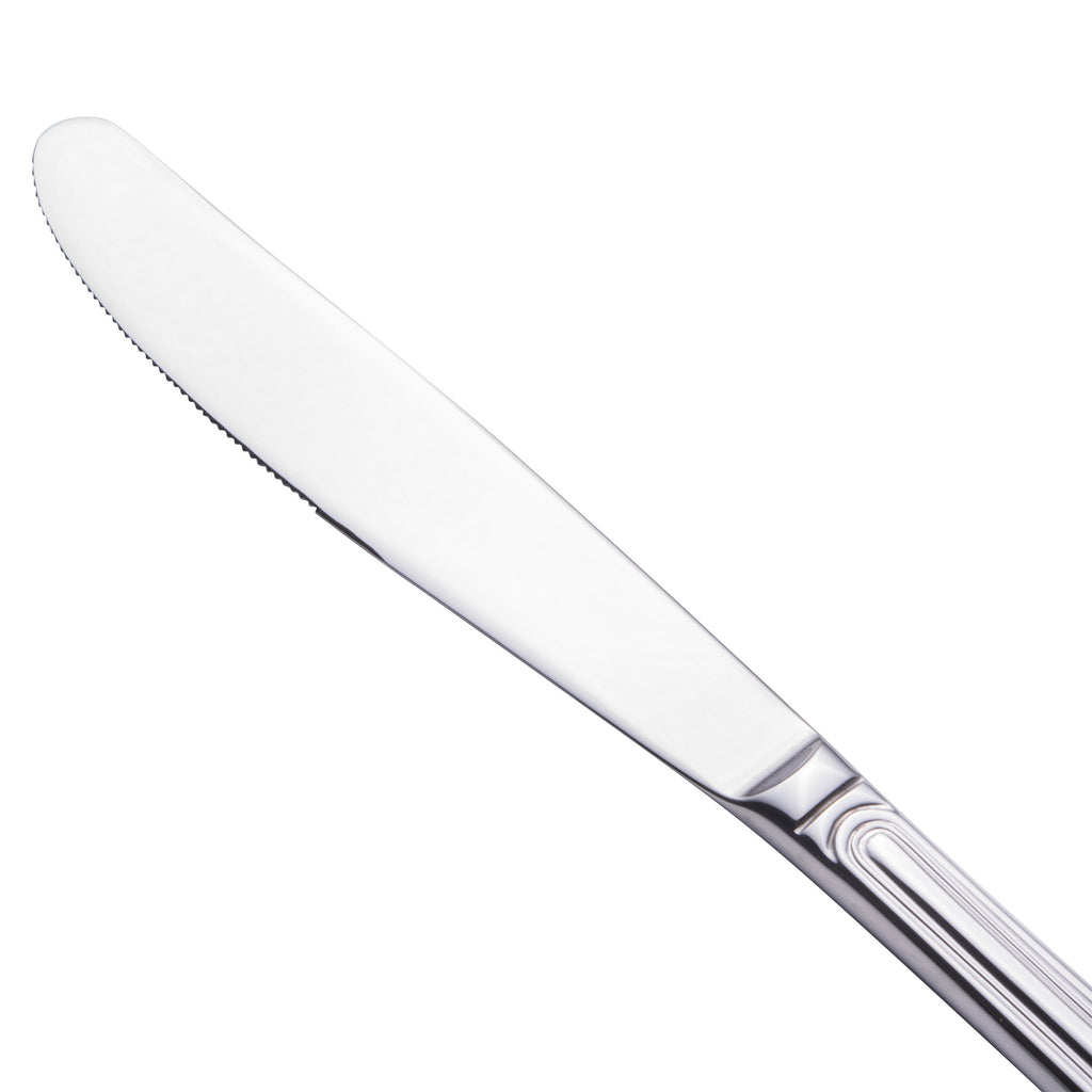 Walco 9345 Luxor 8 13/16" 18/10 Stainless Steel Extra Heavy Weight Dinner Knife - 12/Pack