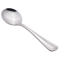 World Tableware 129 016 Reflections 6 3/8" 18/0 Stainless Steel Heavy Weight Bouillon Spoon - 12/Pack