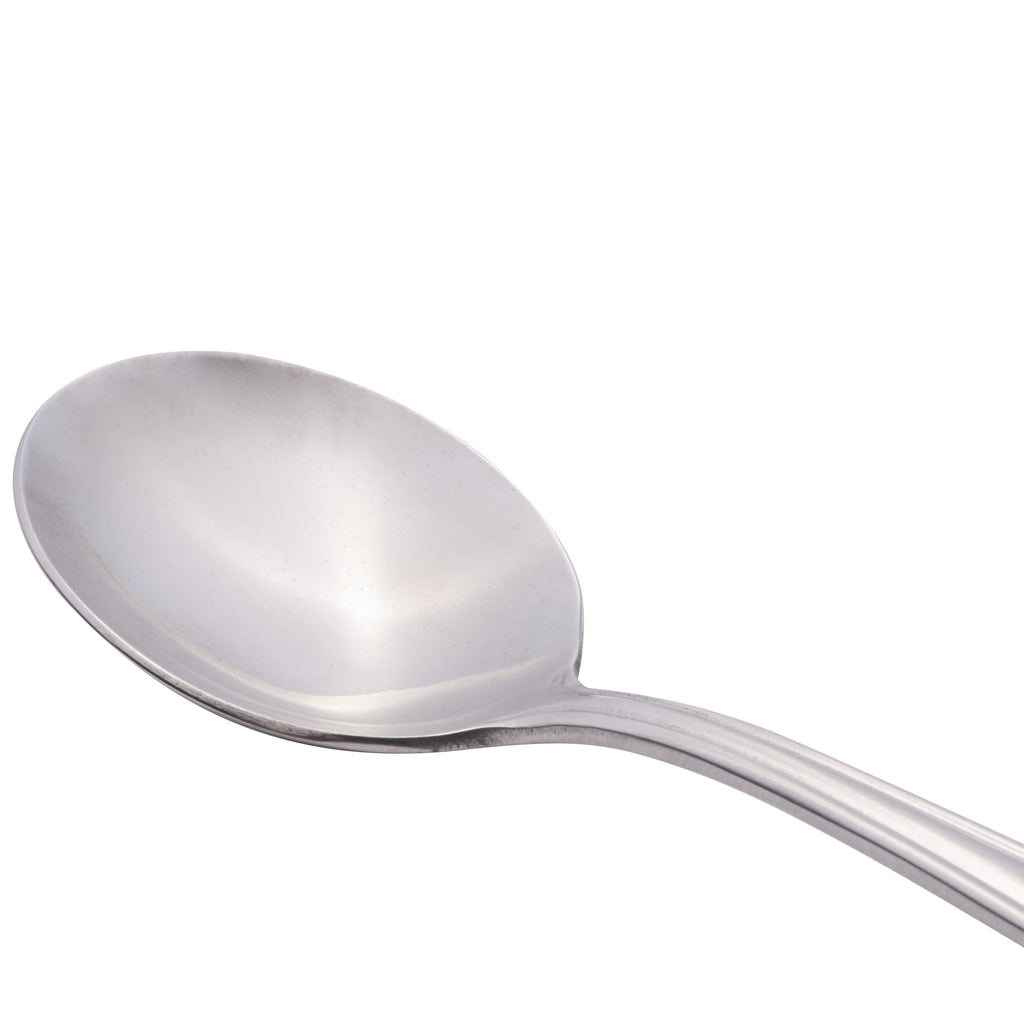 World Tableware 129 016 Reflections 6 3/8" 18/0 Stainless Steel Heavy Weight Bouillon Spoon - 12/Pack