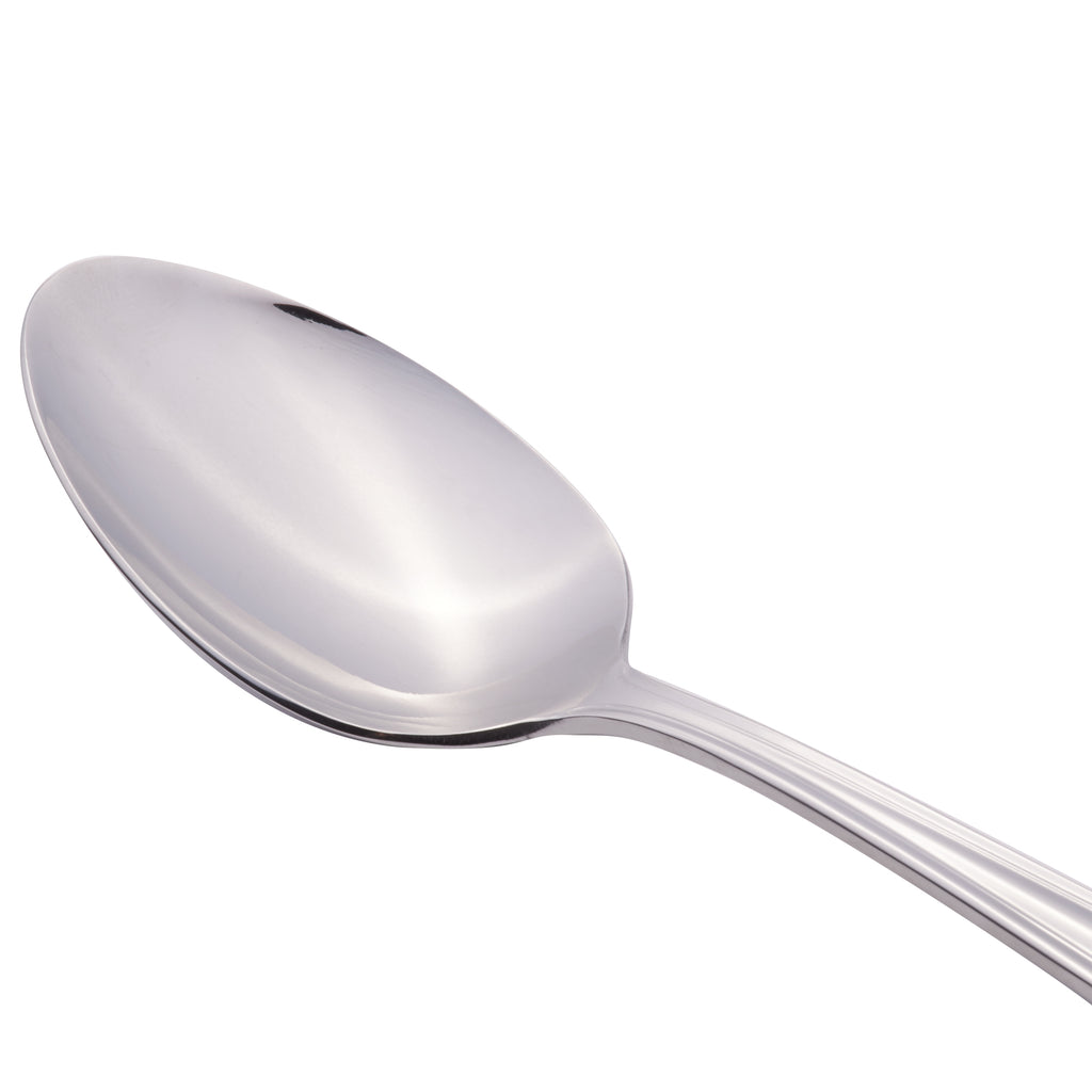World Tableware 256 002 Cortland 7 1/8" 18/0 Stainless Steel Heavy Weight Dessert Spoon - 12/Pack
