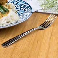 Acopa Harmony 7 11/16" 18/8 Stainless Steel Extra Heavy Weight European Table Fork - 12/Pack