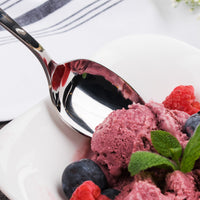 Acopa Benson 7" 18/0 Stainless Steel Heavy Weight Dinner / Dessert Spoon - 12/Pack