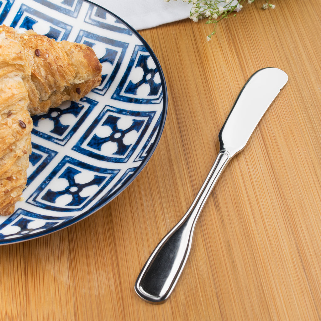 Acopa Saxton 6 5/16" 18/0 Stainless Steel Heavy Weight Butter Spreader - 12/Pack