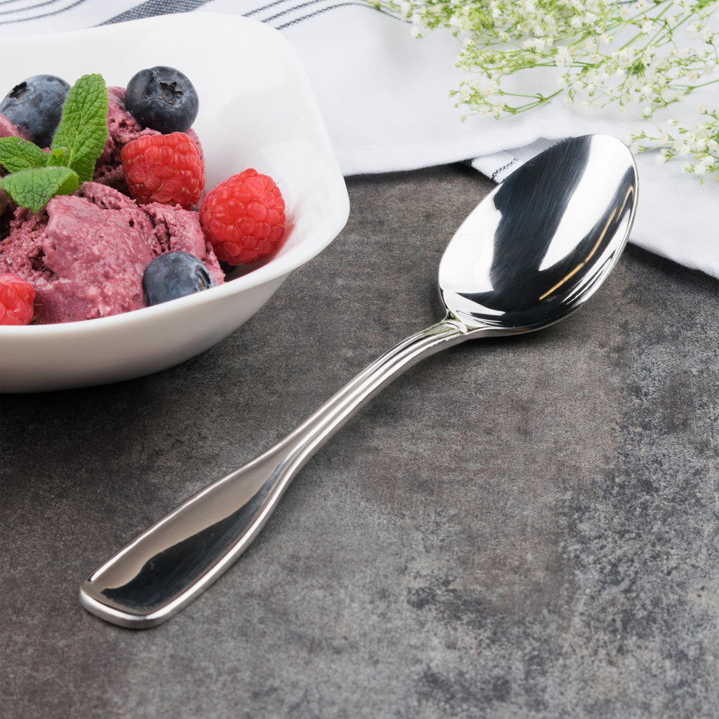Acopa Scottdale 7 7/16" 18/8 Stainless Steel Extra Heavy Weight Dinner / Dessert Spoon - 12/Pack