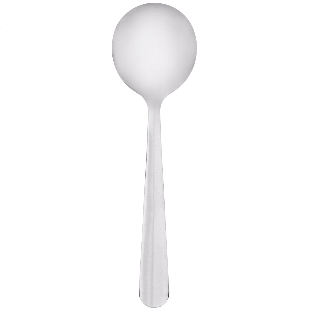 Choice Windsor 5 7/8" 18/0 Stainless Steel Bouillon Spoon - 12/Pack