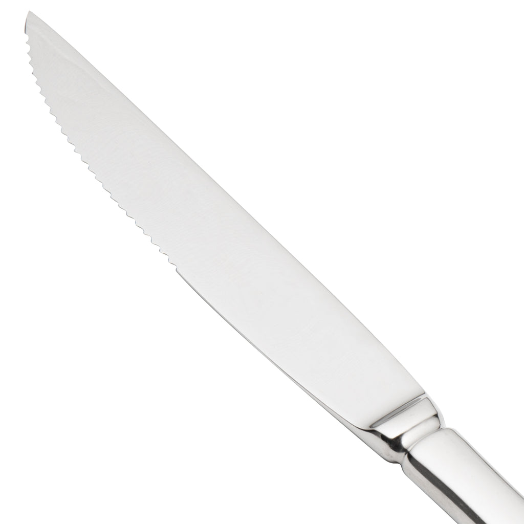 Walco 9422 Lancer 9 5/16" 18/10 Stainless Steel Extra Heavy Weight Solid Handle Steak Knife - 12/Pack