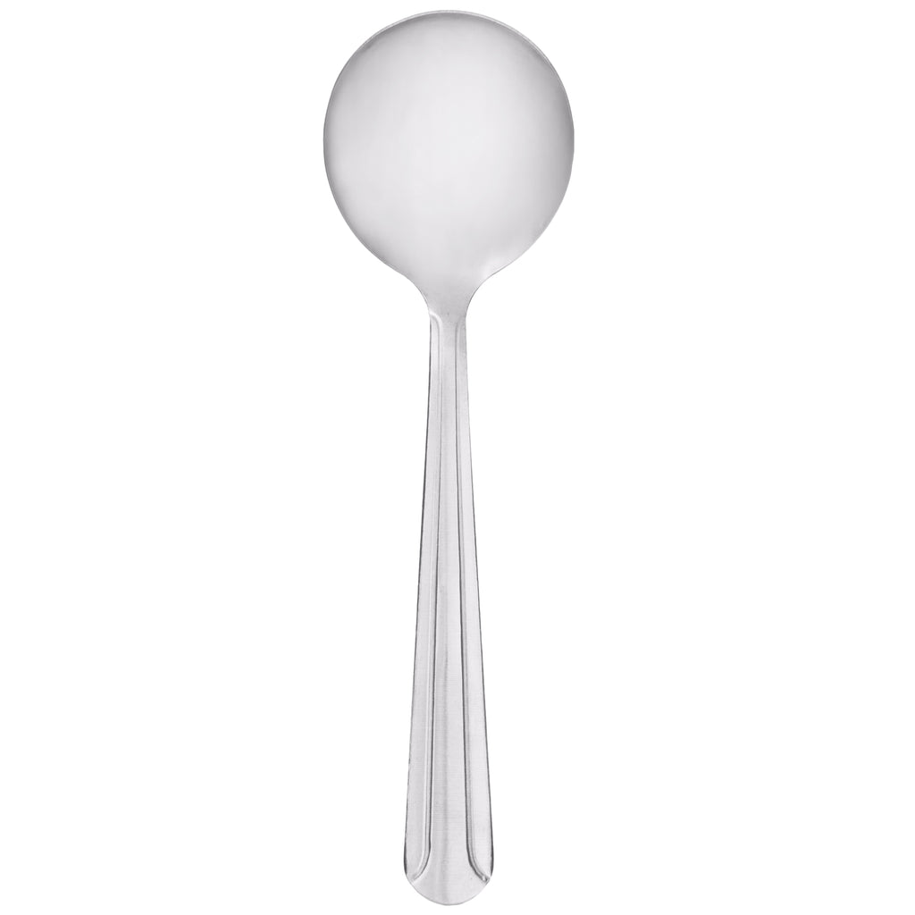 Choice Dominion 5 7/8" 18/0 Stainless Steel Bouillon Spoon - 12/Pack