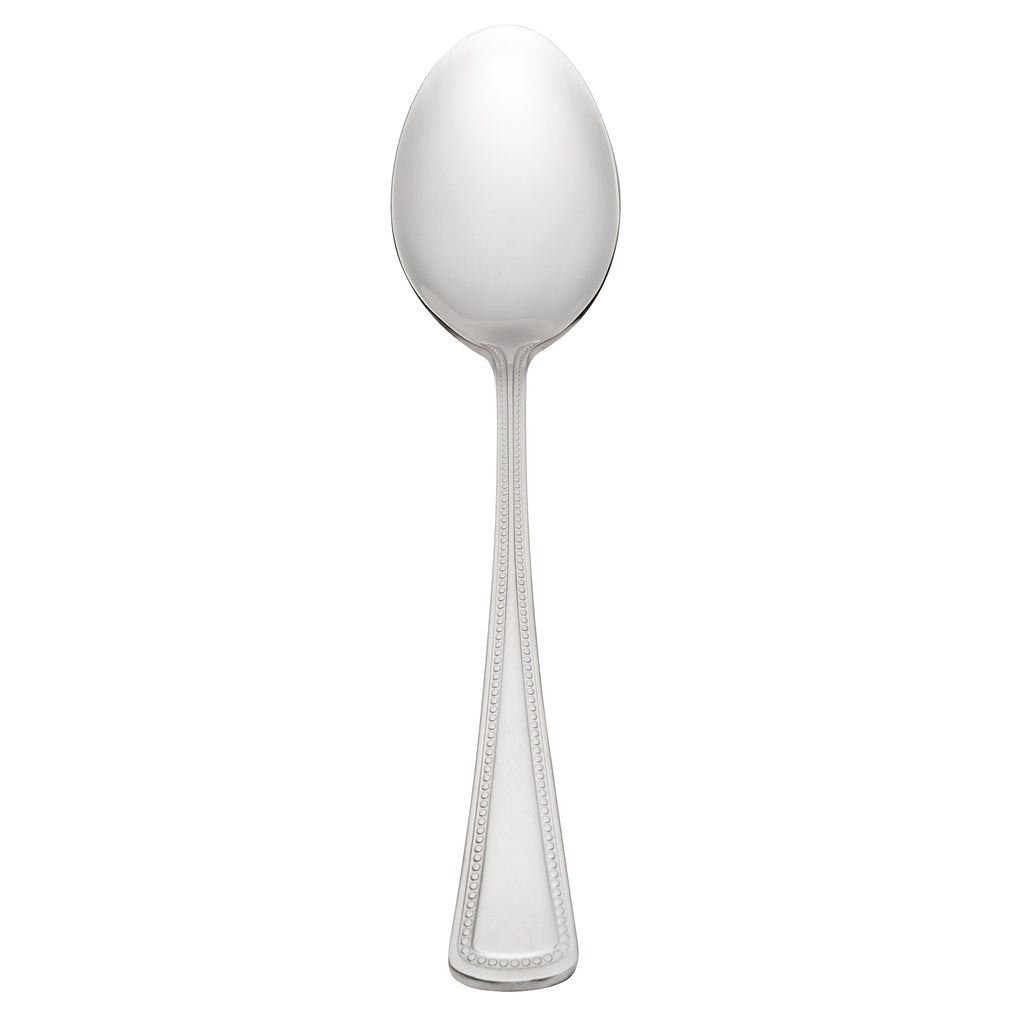 Oneida 2544SPLF Needlepoint 6 3/4" 18/8 Stainless Steel Extra Heavy Weight Oval Bowl Soup / Dessert Spoon - 12/Pack