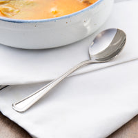 Oneida 2544SBLF Needlepoint 5 3/4" 18/8 Stainless Steel Extra Heavy Weight Bouillon Spoon - 12/Pack