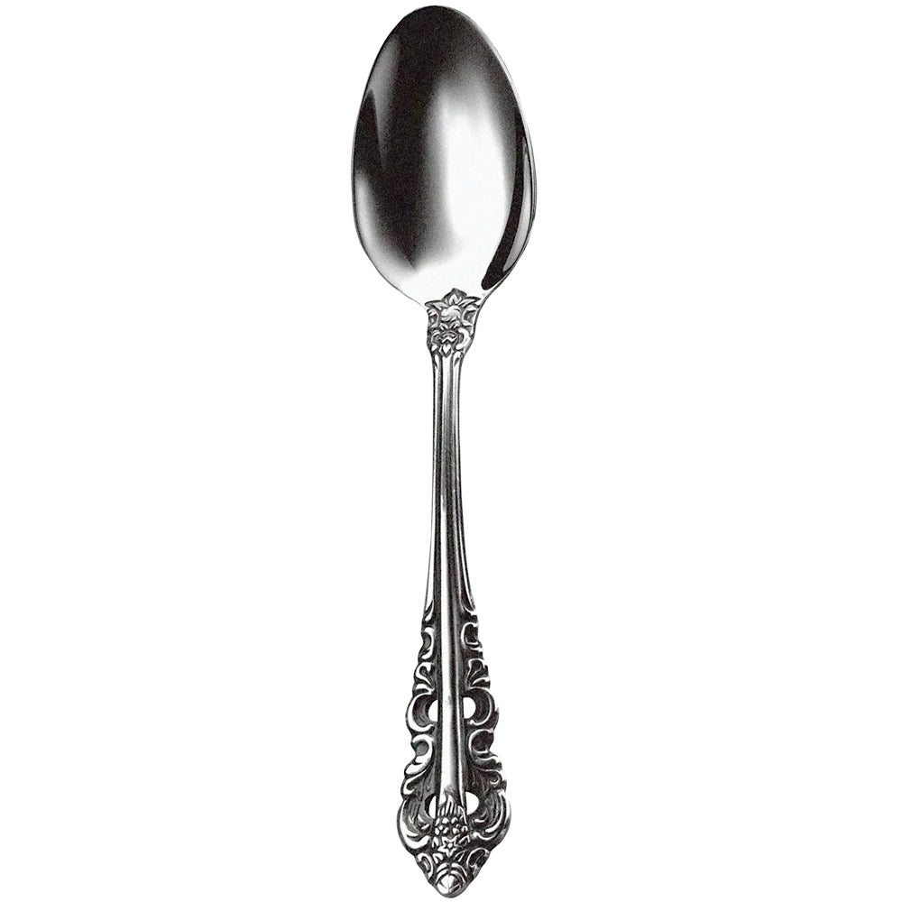 Walco 6801FS Classic Baroque 6 1/16" 18/10 Fieldstone Finish Stainless Steel Extra Heavy Weight Tea Spoon - 12/Pack