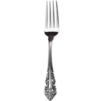 Walco 6805FS Classic Baroque 7 5/8" 18/10 Fieldstone Finish Stainless Steel Extra Heavy Weight Dinner Fork - 12/Pack