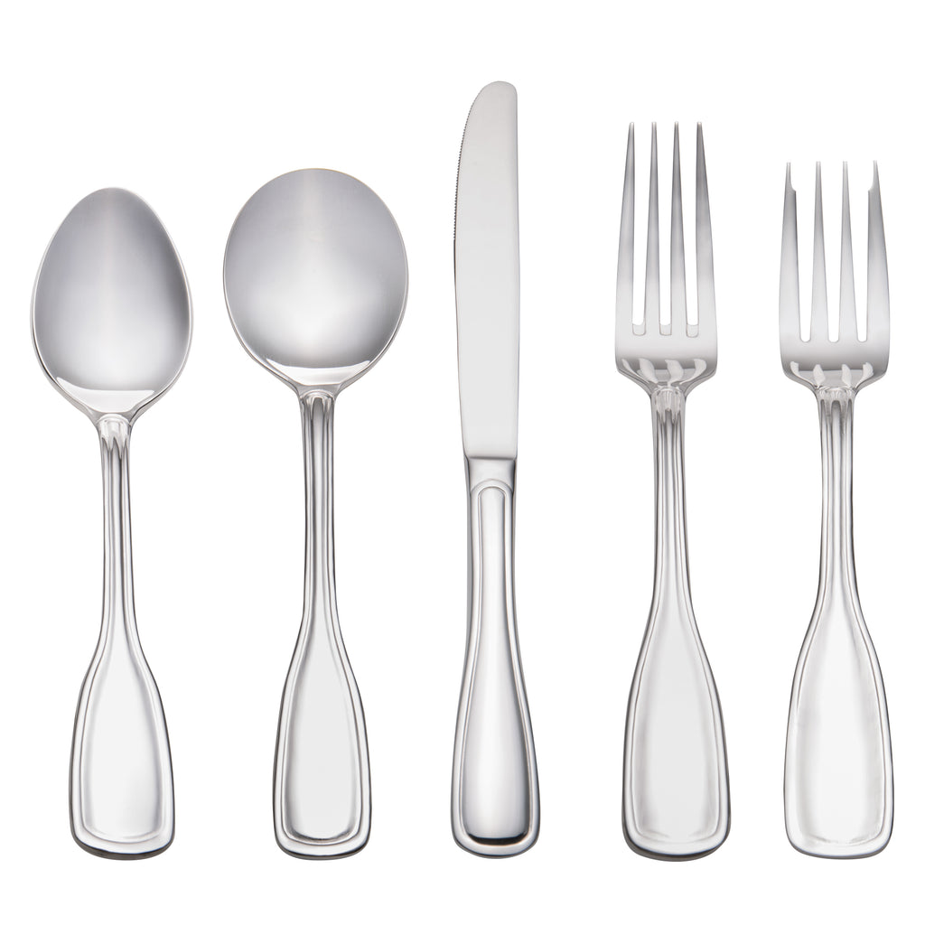 Acopa Saxton 18/0 Stainless Steel Heavy Weight Flatware Set with Service for 12