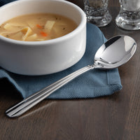 Acopa Harmony 6 7/8" 18/8 Stainless Steel Extra Heavy Weight Bouillon Spoon - 12/Pack