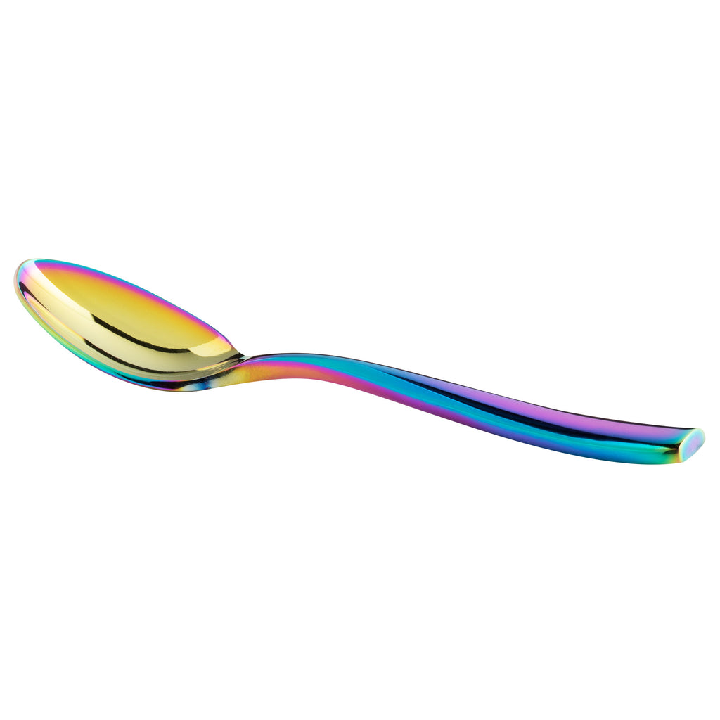 Bon Chef S3016RB Manhattan 4 7/8" 18/10 Extra Heavy Weight Rainbow PVD Stainless Steel Demitasse Spoon - 12/Pack